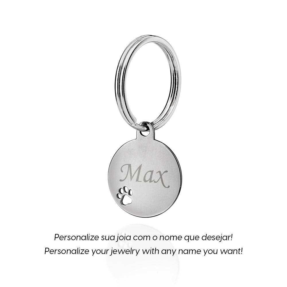 Medalha Redonda com Pata Pet Personalizável Rommanel em aço 2700020000