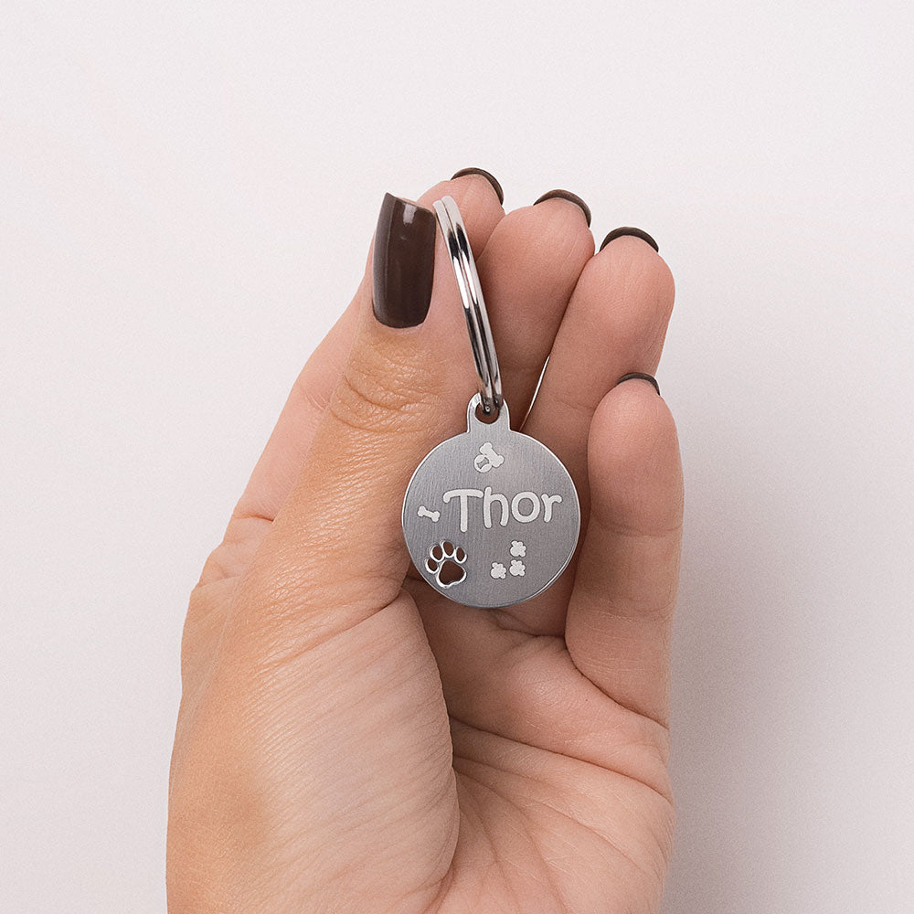 Medalha Redonda com Pata Pet Personalizável Rommanel em aço 2700020000