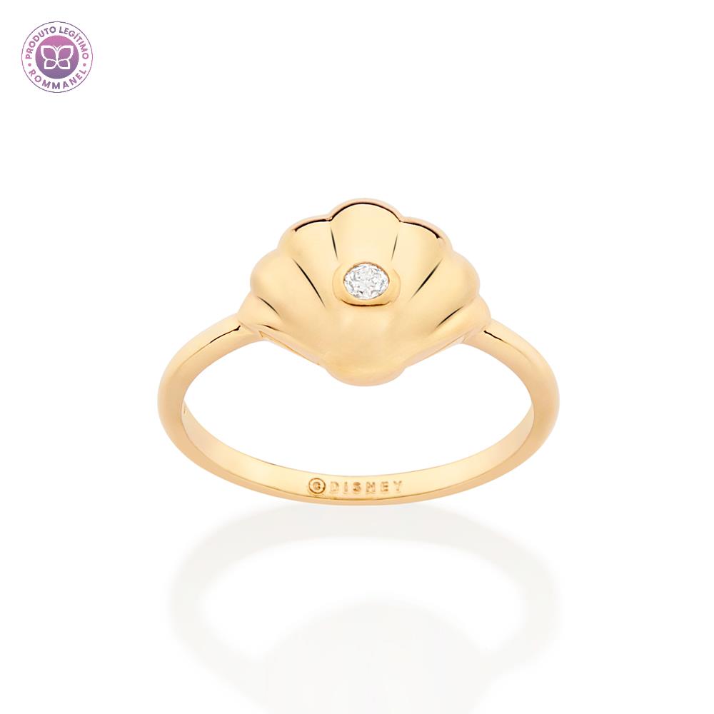 Rommanel Anel concha banhado a Ouro 18K com zircônia branca 513467 infantil