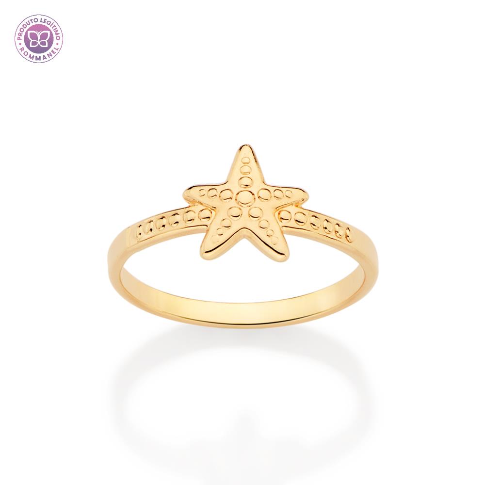 Rommanel Anel skinny estrela do mar banhado a Ouro 18K 513491 infantil