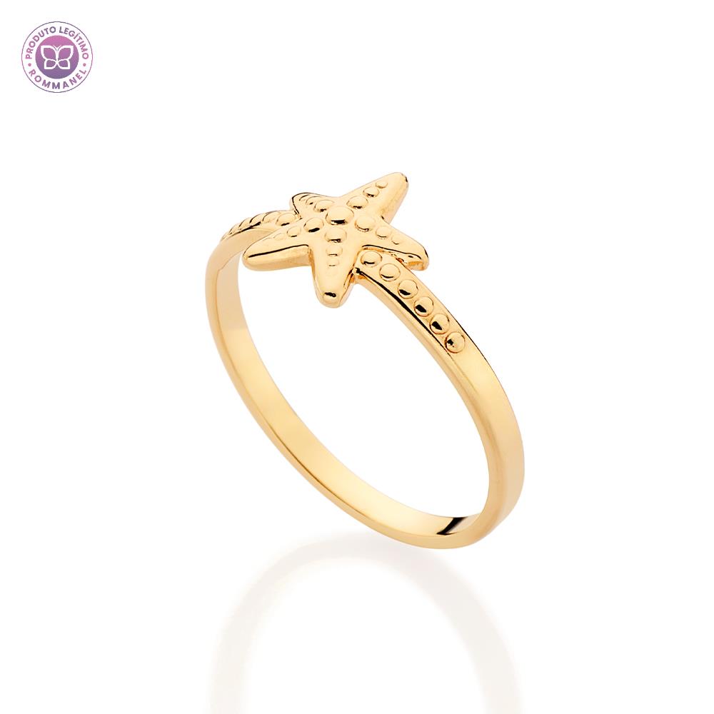 Rommanel Anel skinny estrela do mar banhado a Ouro 18K 513491 infantil