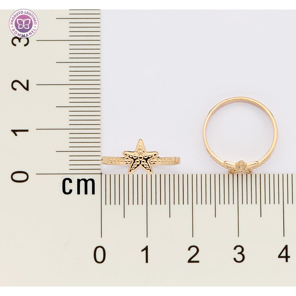 Rommanel Anel skinny estrela do mar banhado a Ouro 18K 513491 infantil