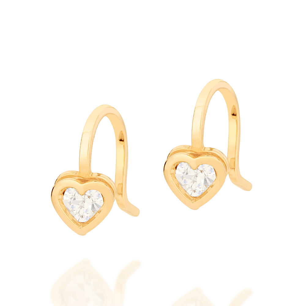 Brinco Rommanel Coração com Cristais Brancos Banhado a Ouro 18K – Tamanho Único 5223720006