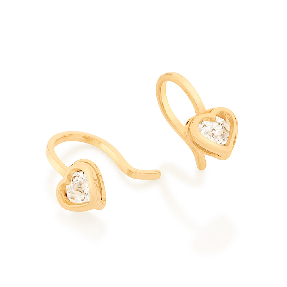 Brinco Rommanel Coração com Cristais Brancos Banhado a Ouro 18K – Tamanho Único 5223720006