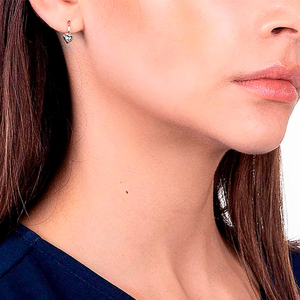 Brinco Rommanel Coração com Cristais Brancos Banhado a Ouro 18K – Tamanho Único 5223720006