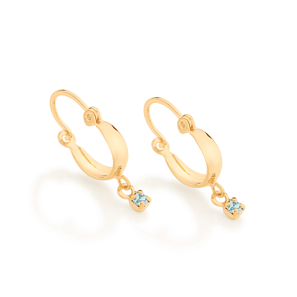 Brinco Rommanel Argola Infantil com Zircônias Azuis Banhado a Ouro 18K – 2,1 cm 5232010003