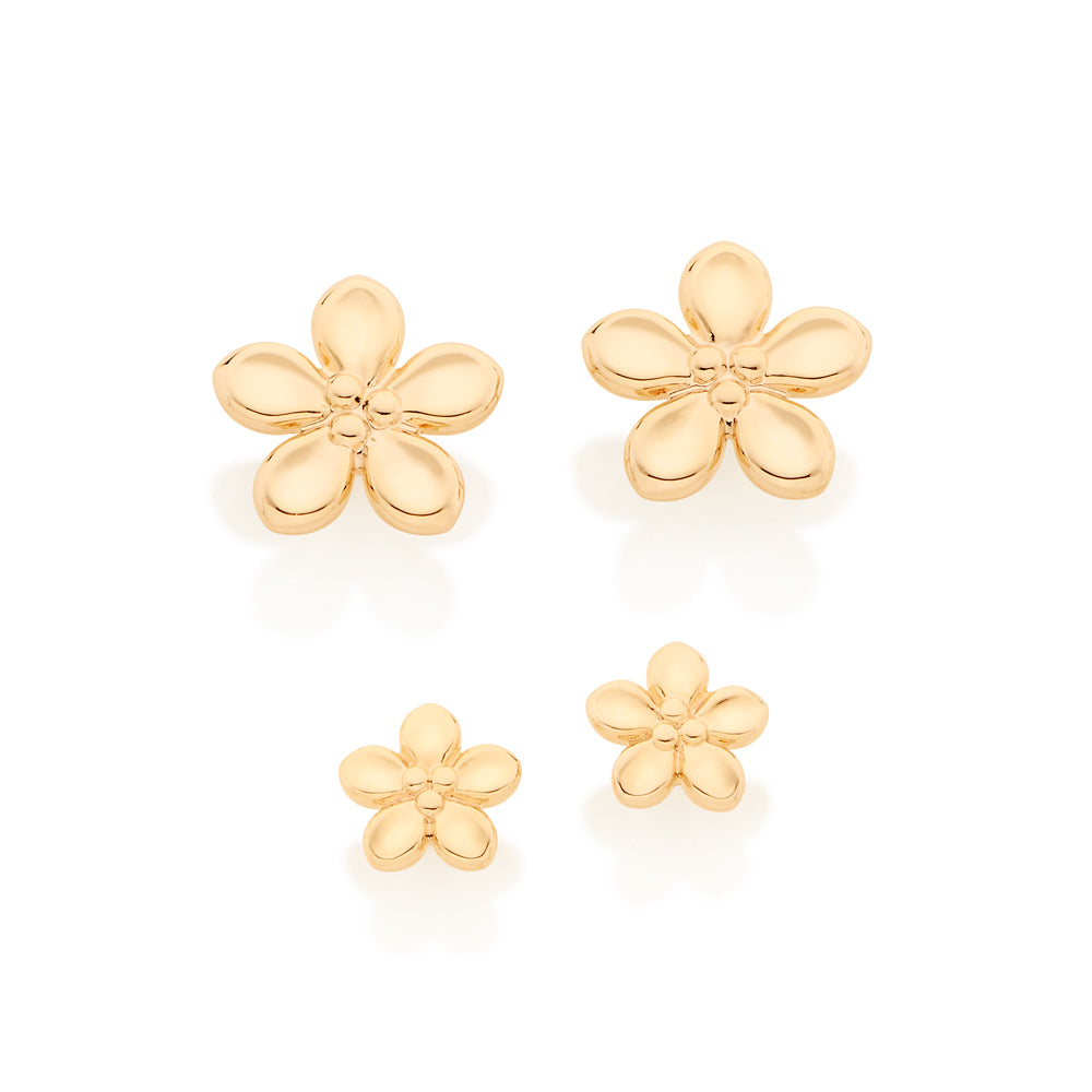 Kit brinco Rommanel flores banhado a ouro 18K - Tam. Único 5264230000
