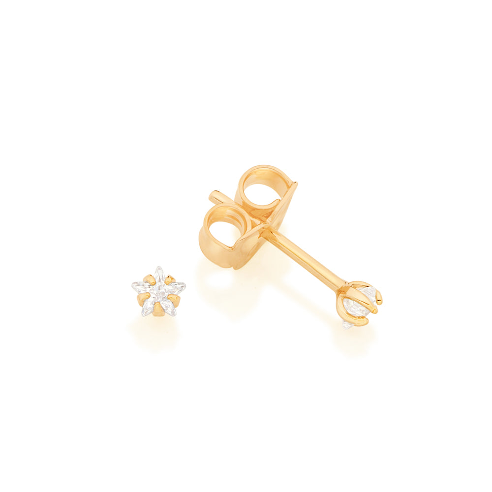 Brinco Rommanel Estrela Segundo Furo Banhado a Ouro 18K com Zircônias - Tamanho Único 5264620006