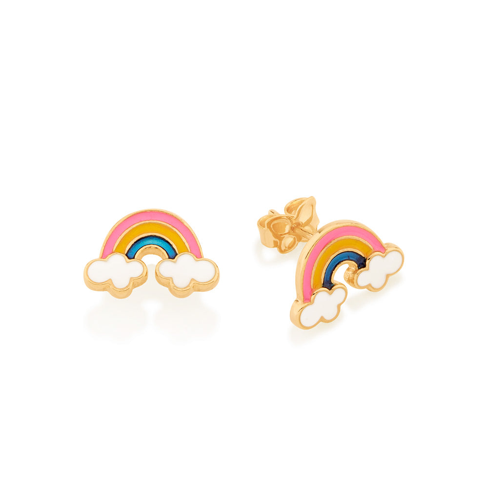 Brinco Rommanel arco‑íris infantil banhado a ouro 18K – Tam. Único 5265000014
