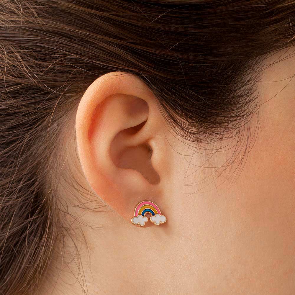 Brinco Rommanel arco‑íris infantil banhado a ouro 18K – Tam. Único 5265000014