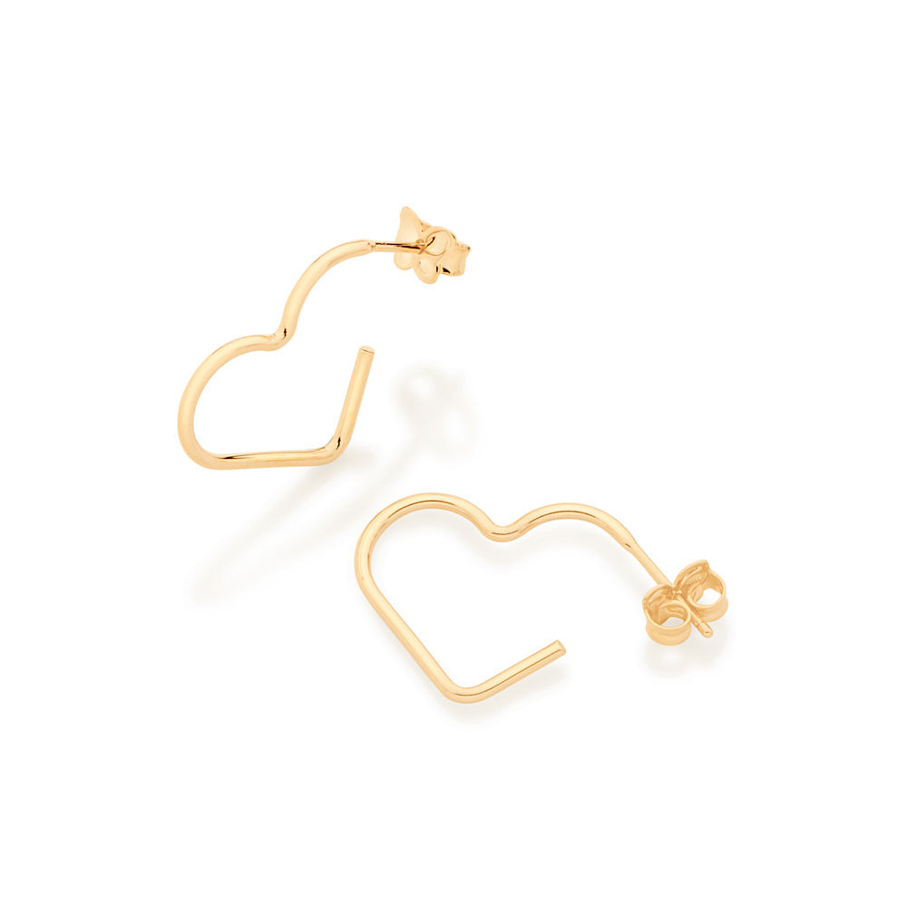 Brinco Rommanel meia argola coração banhado a Ouro 18K Tam Único 5266130000