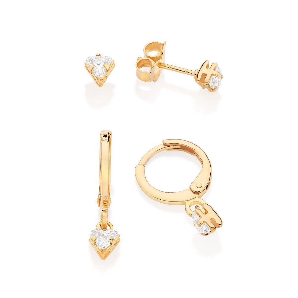 KIT BRINCO ROMMANEL TRIANGULOS BANHADO A OURO 18K COM ZIRCÔNIAS - TAM.ÚNICO 5272840006