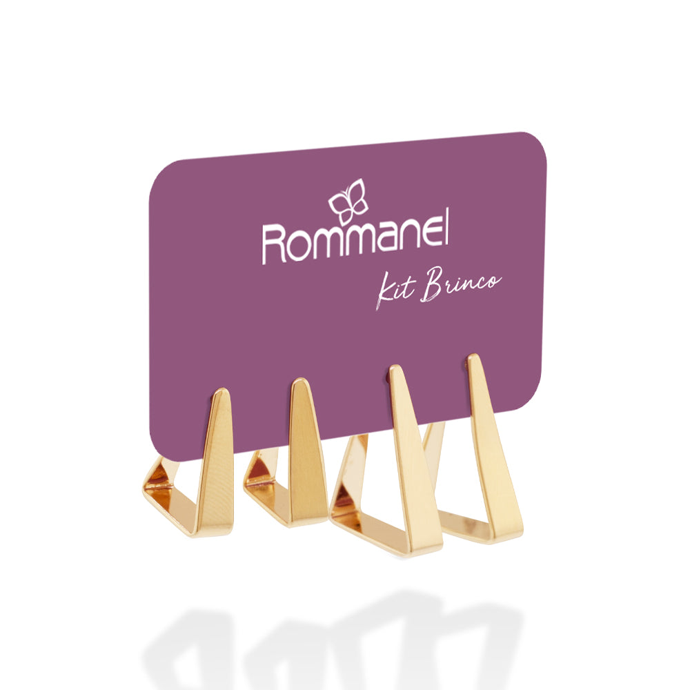 Kit Rommanel - Brinco Triangular Banhado a Ouro 18K - 5274900000