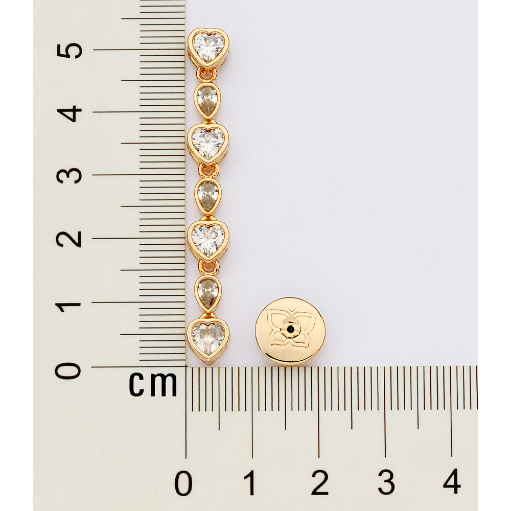 Brinco Rommanel pêndulo corações e gotas banhado a ouro 18K com zircônias brancas Tam Único 5274930006
