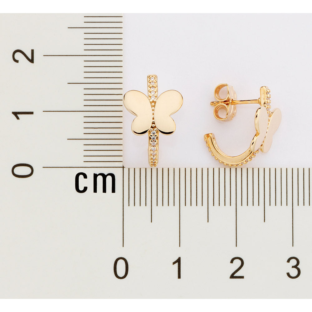 Rommanel Brinco meia argola borboleta banhado a ouro 18K com zircônias 5275070006