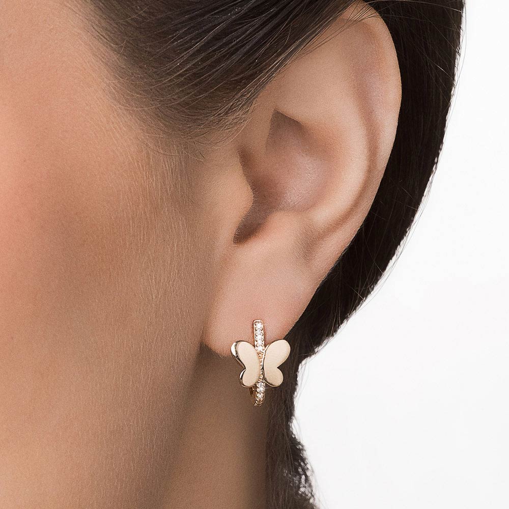 Rommanel Brinco meia argola borboleta banhado a ouro 18K com zircônias 5275070006