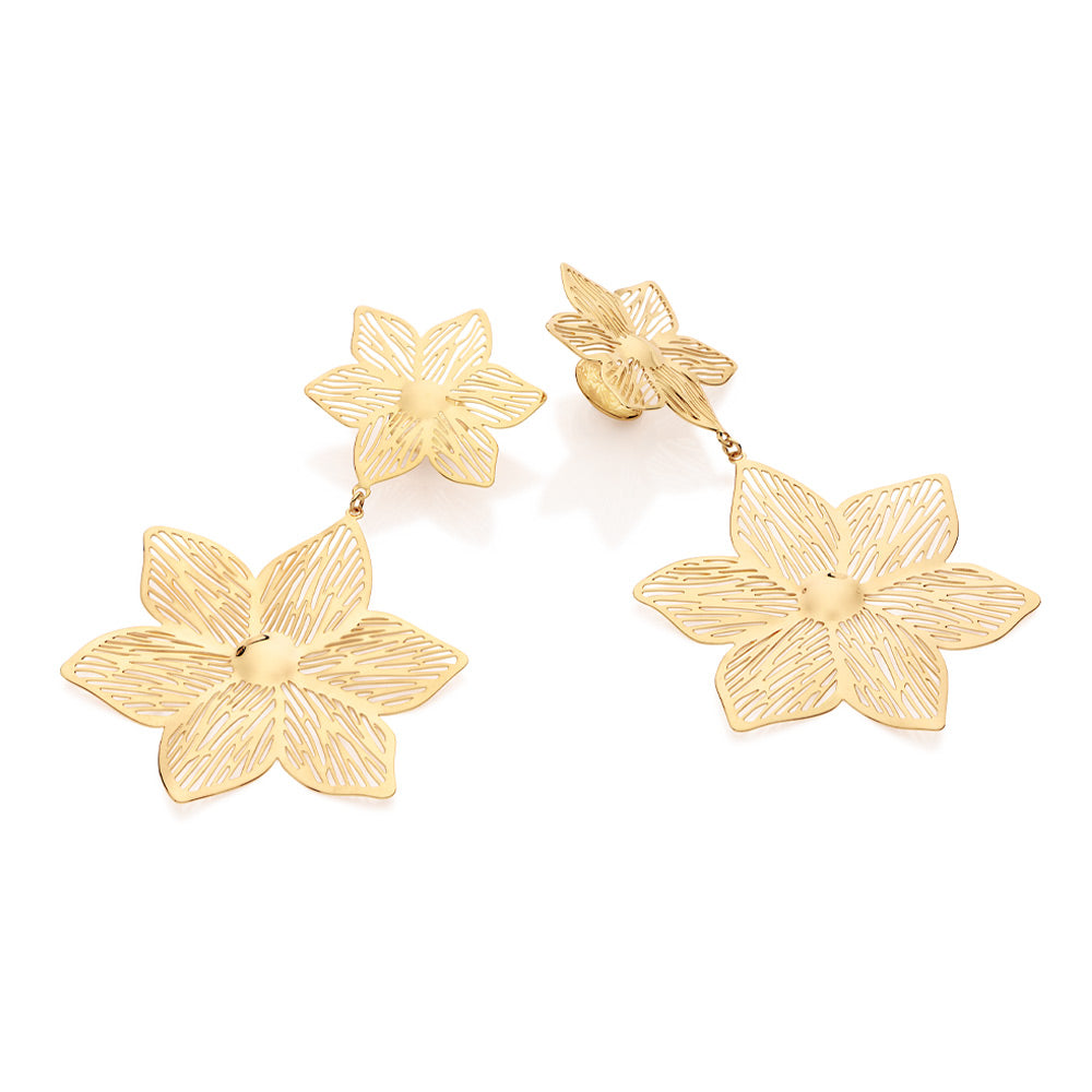 Rommanel Maxi brinco flores banhado a ouro 18K 5275100000