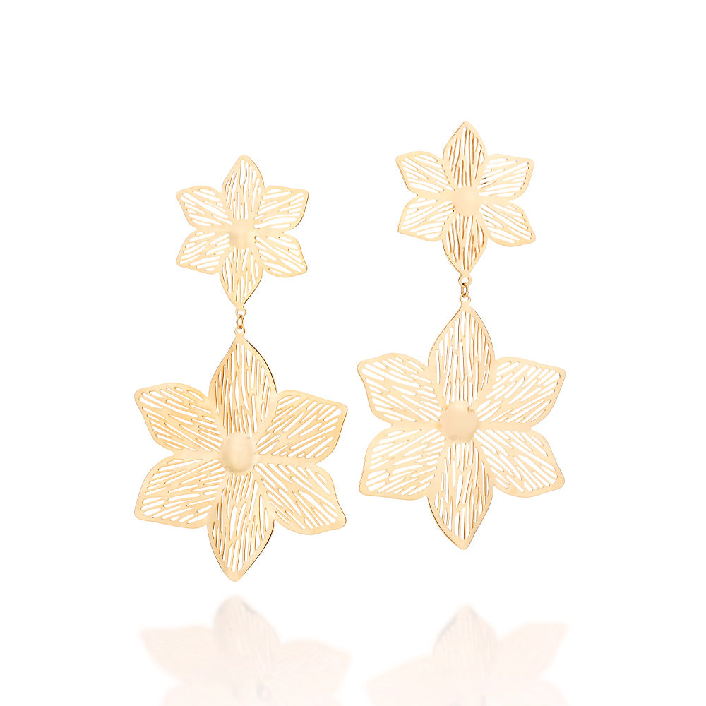 Rommanel Maxi brinco flores banhado a ouro 18K 5275100000
