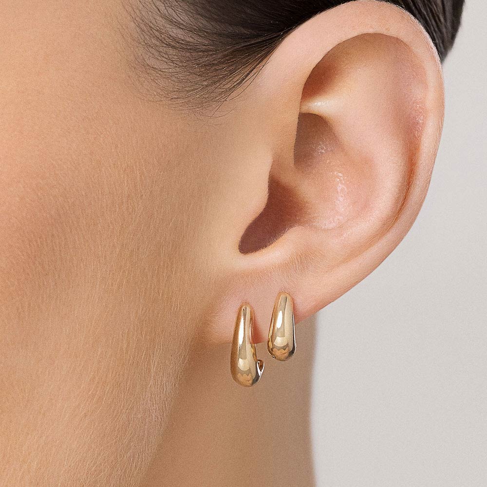 Rommanel KIT BRINCO ARGOLAS ABAULADAS BANHADO A OURO 18K