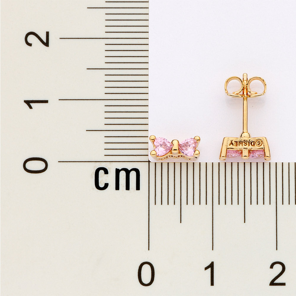 Rommanel Brinco laço banhado a Ouro 18K com zircônias rosa 5275350097 infantil