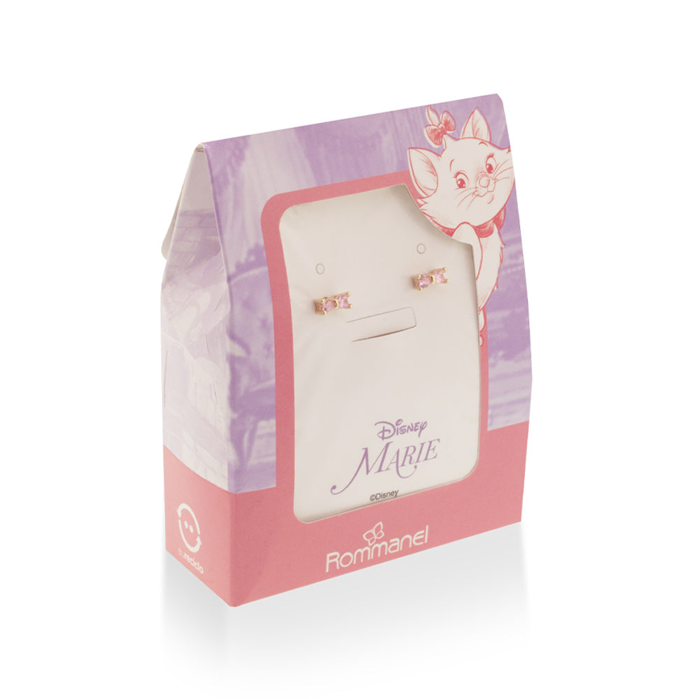 Rommanel Brinco laço banhado a Ouro 18K com zircônias rosa 5275350097 infantil