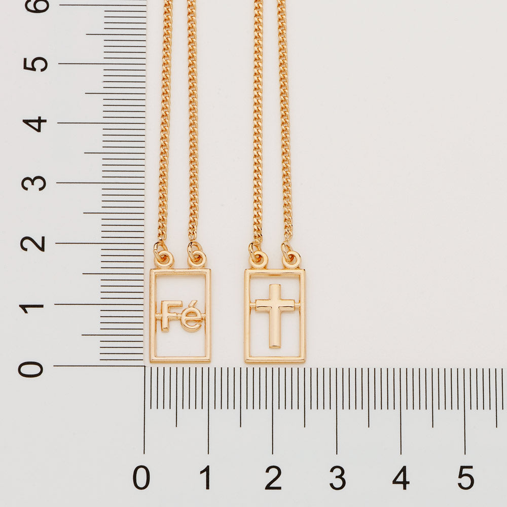 Escapulário Fé Masculino Rommanel banhado a ouro 18K 5320086800