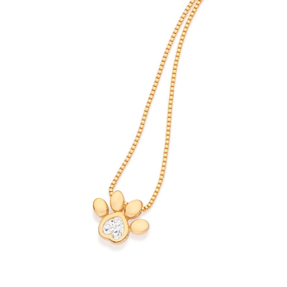 Gargantilha com Pingente Pata de Pet Rommanel com zircônia banhada a ouro 18K 5325185006