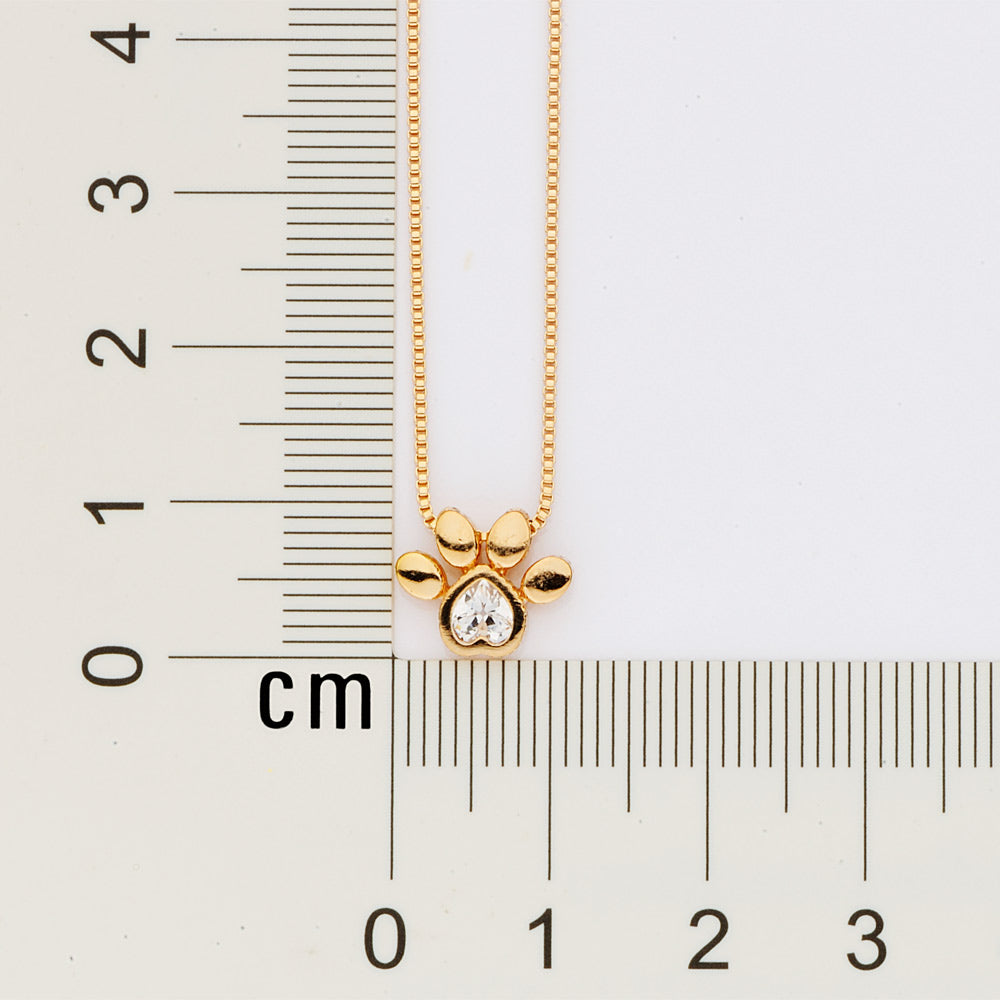 Gargantilha com Pingente Pata de Pet Rommanel com zircônia banhada a ouro 18K 5325185006