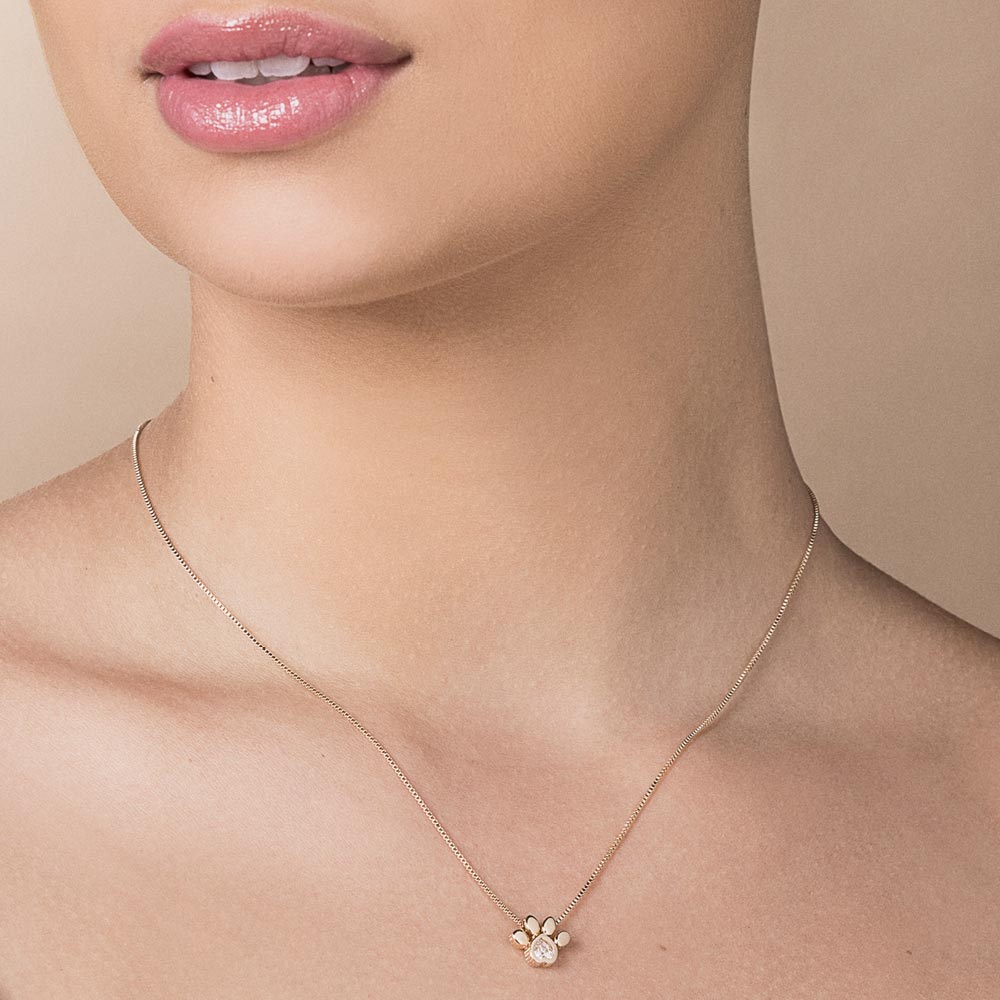 Gargantilha com Pingente Pata de Pet Rommanel com zircônia banhada a ouro 18K 5325185006