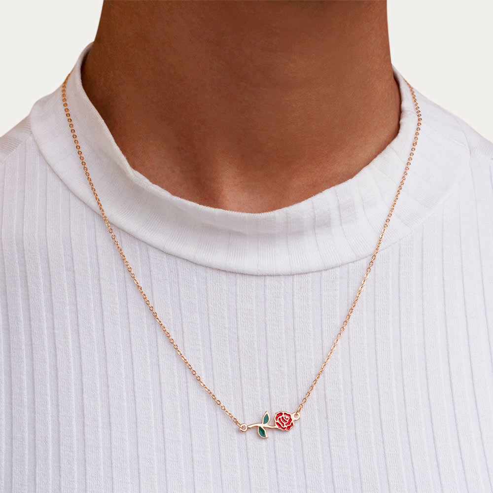 Rommanel Gargantilha Rosa da Bela banhada a Ouro 18K com aplicação de resina colorido 5325195014 infantil