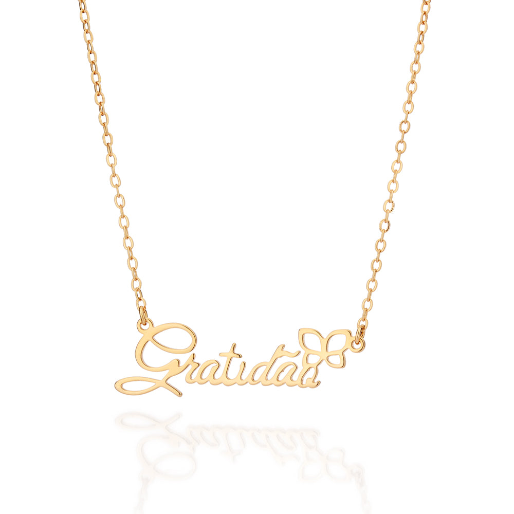 Gargantilha Rommanel gratidão com borboleta banhada a ouro 18K – 50 5325775000