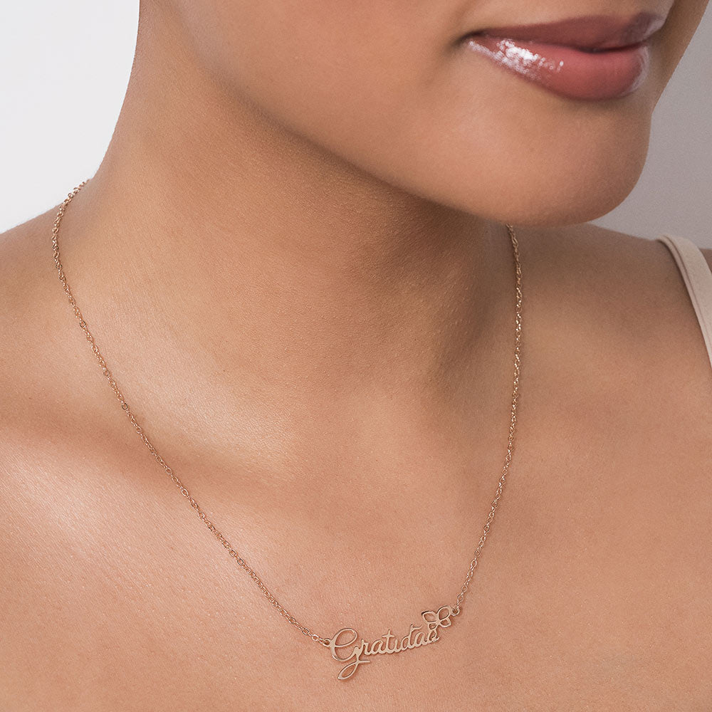 Gargantilha Rommanel gratidão com borboleta banhada a ouro 18K – 50 5325775000