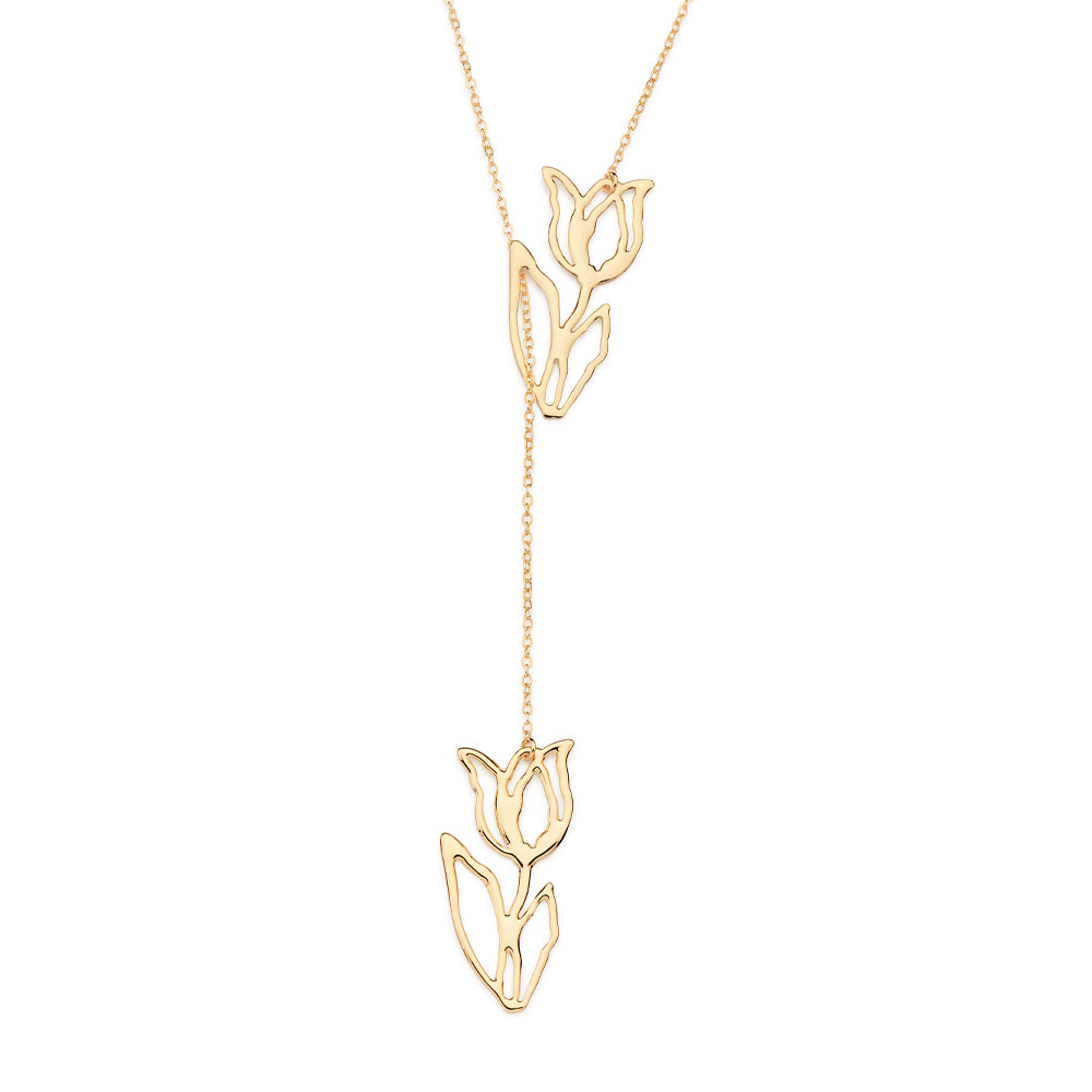 Rommanel Gargantilha gravata tulipas banhada a ouro 18K 5325937200