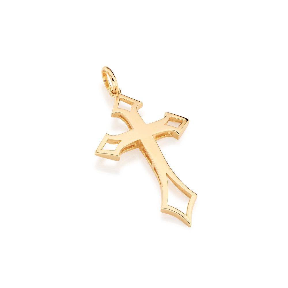 Pingente Cruz Detalhada Masculino Rommanel banhado a ouro 18K 5417440000