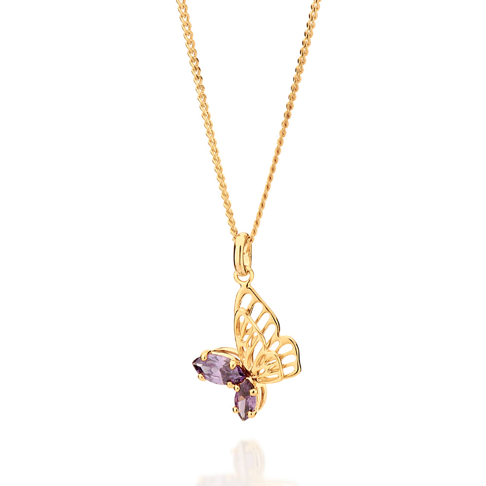 Pingente Rommanel Borboleta Banhado a Ouro 18K com Zircônias Lilás Tam Único 5426780024