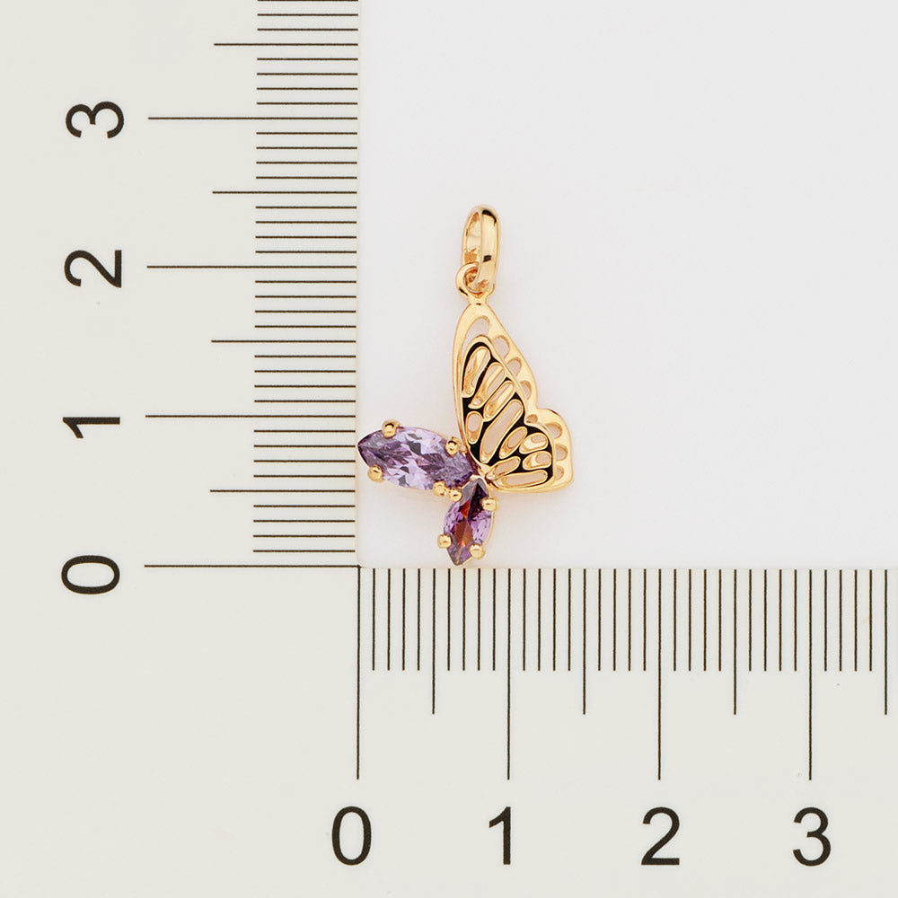 Pingente Rommanel Borboleta Banhado a Ouro 18K com Zircônias Lilás Tam Único 5426780024