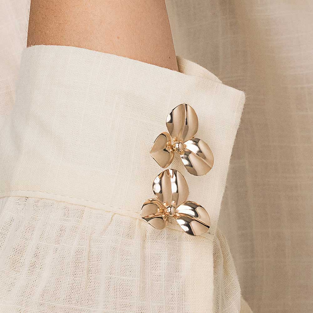 Rommanel Broche flor abaulada banhado a ouro 18K - Tam.Único 5428660000