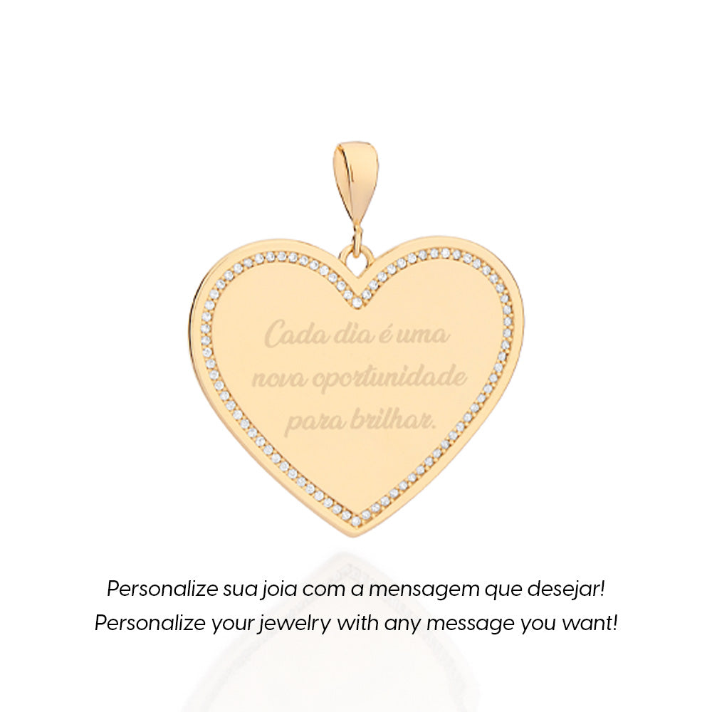 MEDALHA ROMMANEL CORAÇÃO PERSONALIZÁVEL BANHADA A OURO 18K COM ZIRCÔNIAS - TAM.ÚNICO 5428890006