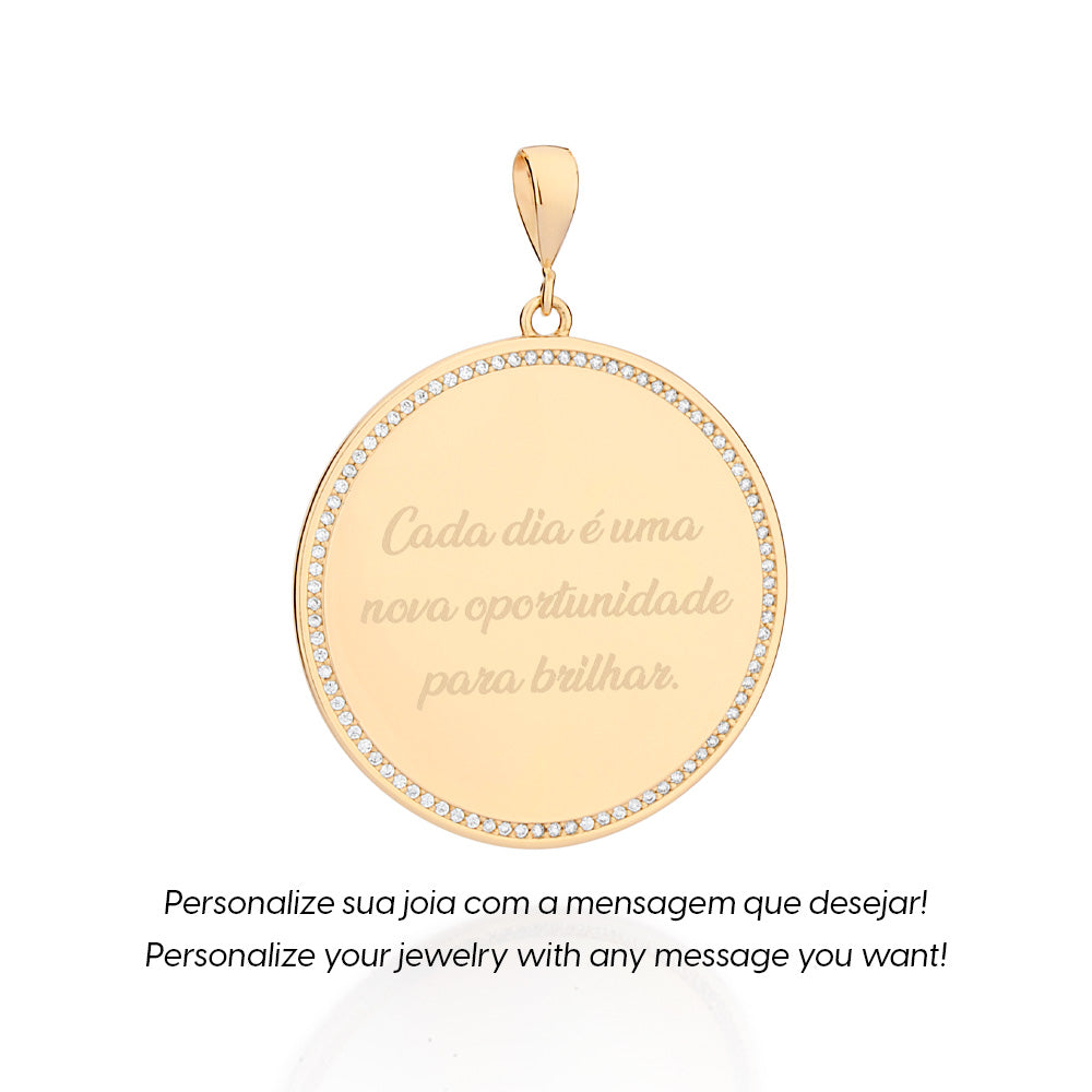 MEDALHA ROMMANEL REDONDA PERSONALIZÁVEL BANHADA A OURO 18K COM ZIRCÔNIAS - TAM.ÚNICO 5428900006
