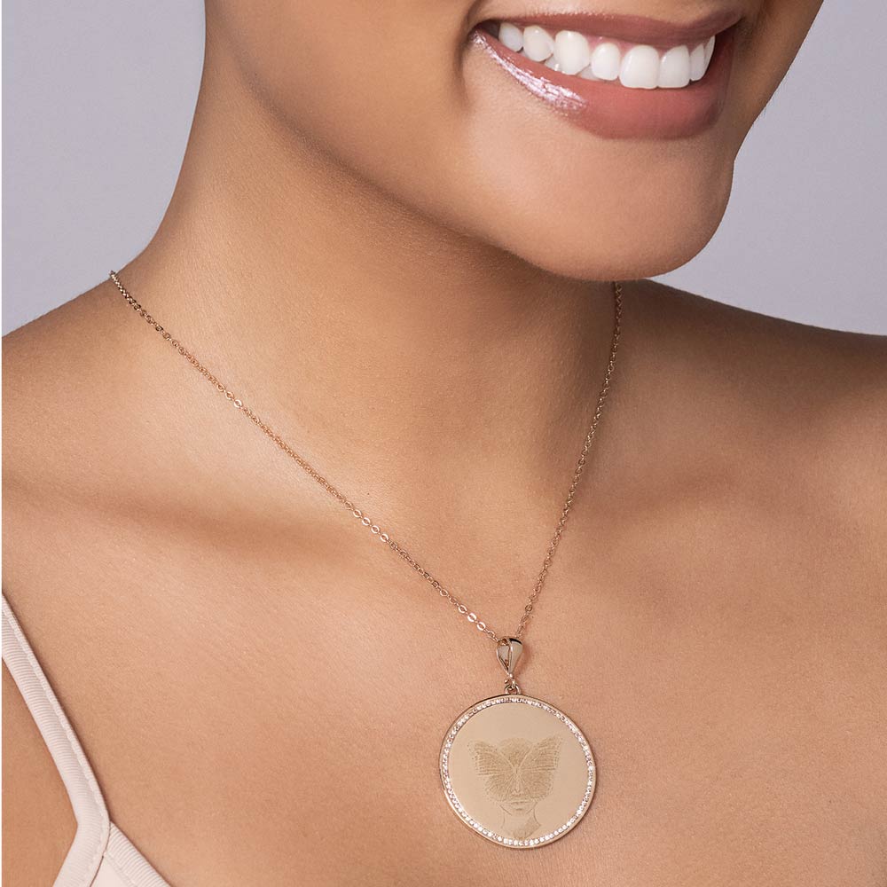 MEDALHA ROMMANEL REDONDA PERSONALIZÁVEL BANHADA A OURO 18K COM ZIRCÔNIAS - TAM.ÚNICO 5428900006