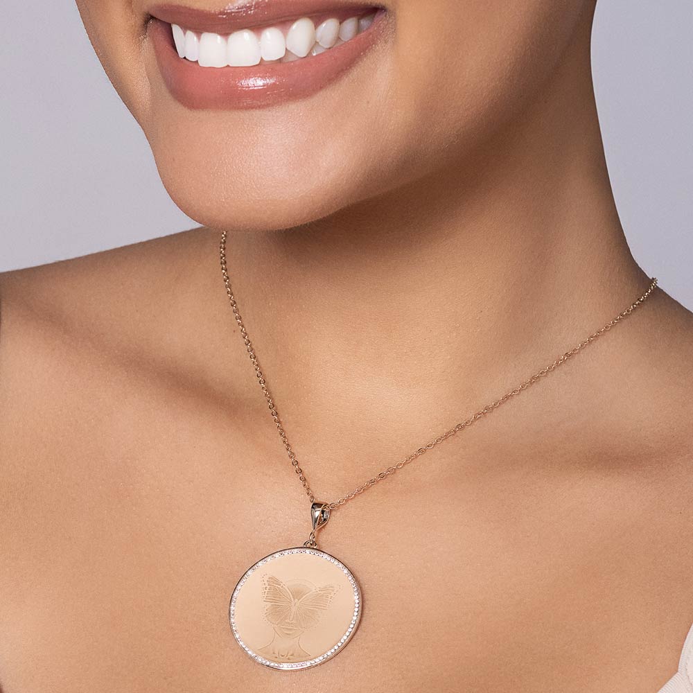 MEDALHA ROMMANEL REDONDA PERSONALIZÁVEL BANHADA A OURO 18K COM ZIRCÔNIAS - TAM.ÚNICO 5428900006