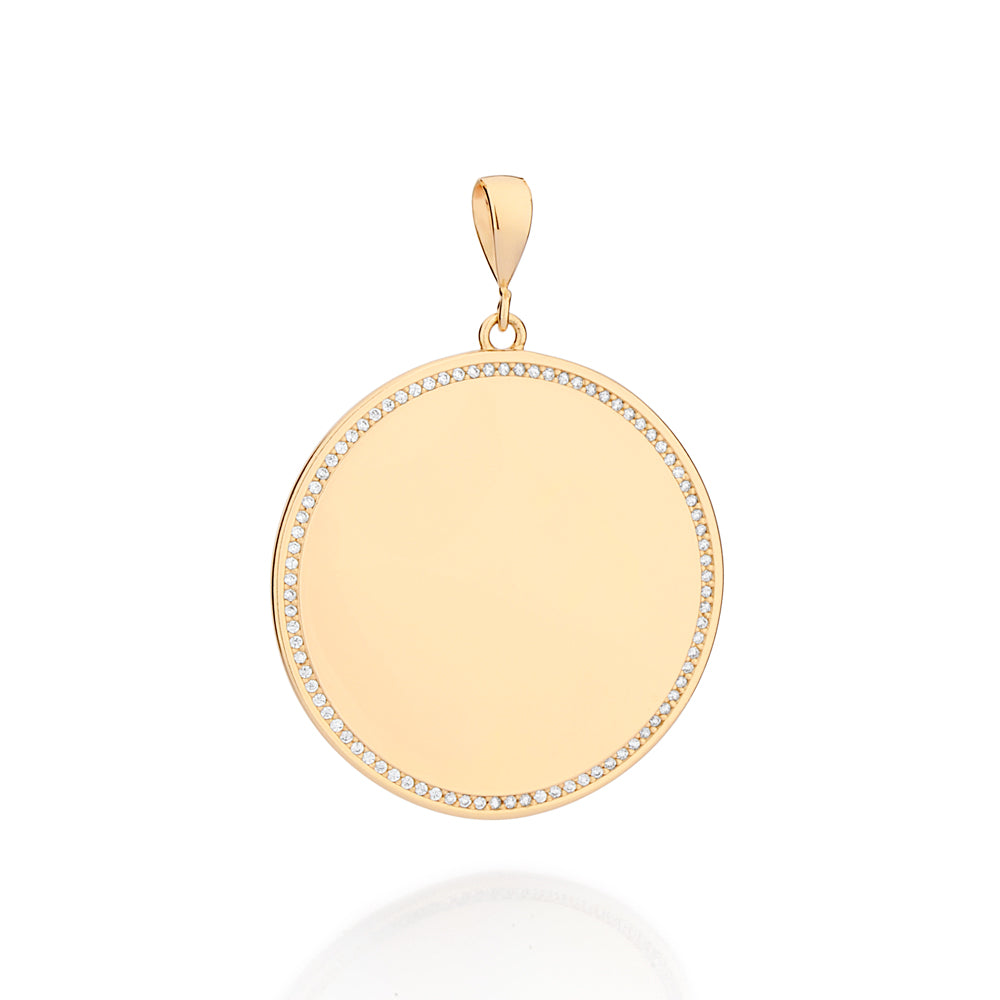 MEDALHA ROMMANEL REDONDA PERSONALIZÁVEL BANHADA A OURO 18K COM ZIRCÔNIAS - TAM.ÚNICO 5428900006