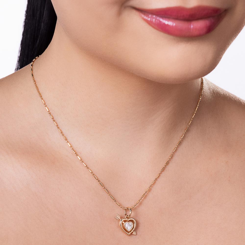 Pingente Rommanel coração com flecha banhado a ouro 18K com zircônia branca – Tam. Único 5429430006