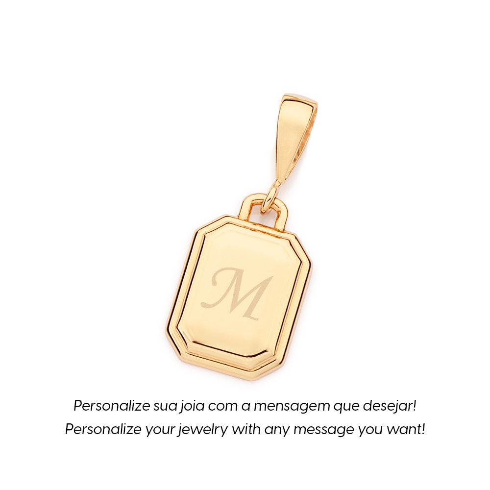 PINGENTE ROMMANEL RETANGULAR PERSONALIZÁVEL BANHADO A OURO 18K - TAM.ÚNICO 5429440000