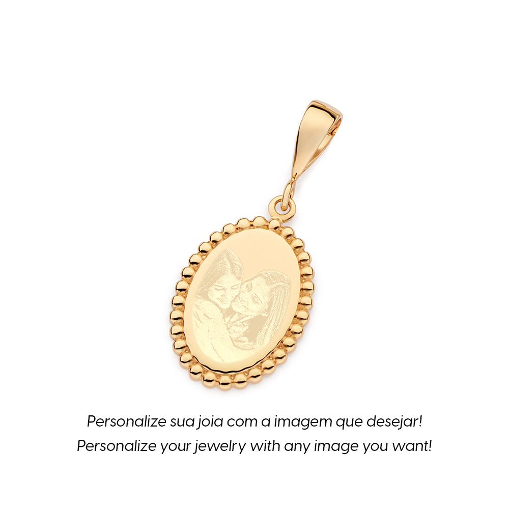 PINGENTE ROMMANEL MEDALHA PERSONALIZÁVEL COM ESFERAS BANHADO A OURO 18K - TAM.ÚNICO 5429460000