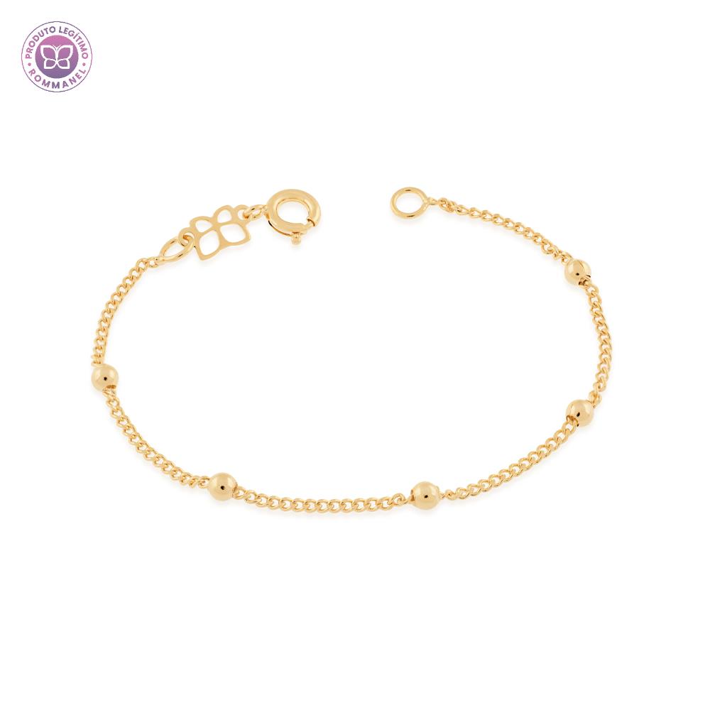Rommanel Pulseira infantil banhada a Ouro 18K com bolas 5501041400 infantil