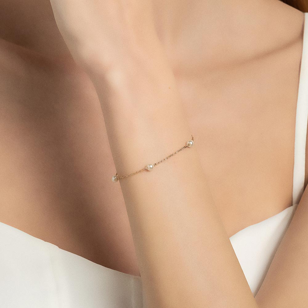 Pulseira Rommanel Pérolas Sintéticas Banhada a Ouro 18K Tam Único 5506872026