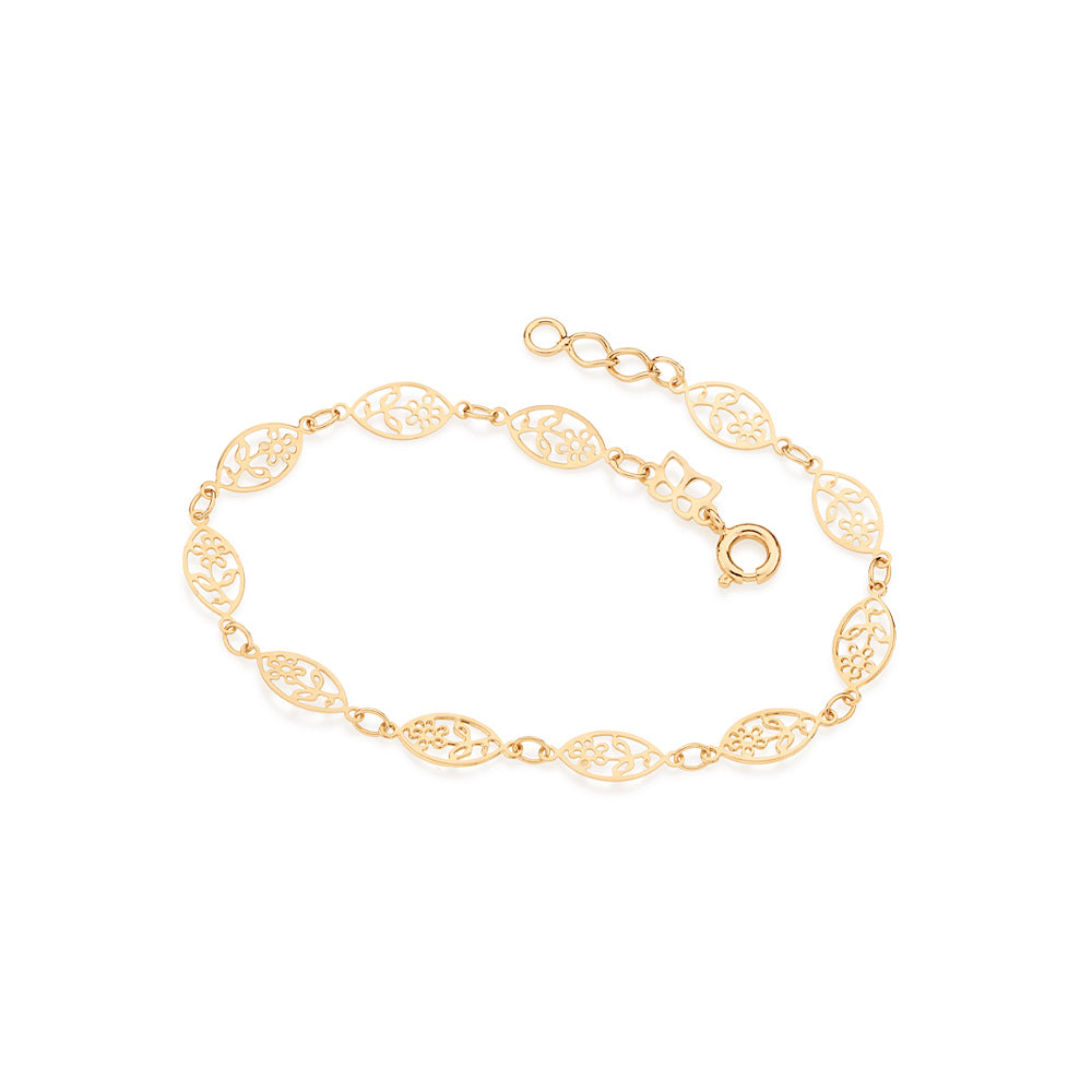 Pulseira Rommanel Flores Banhada a Ouro 18K Tam 19 5512211900