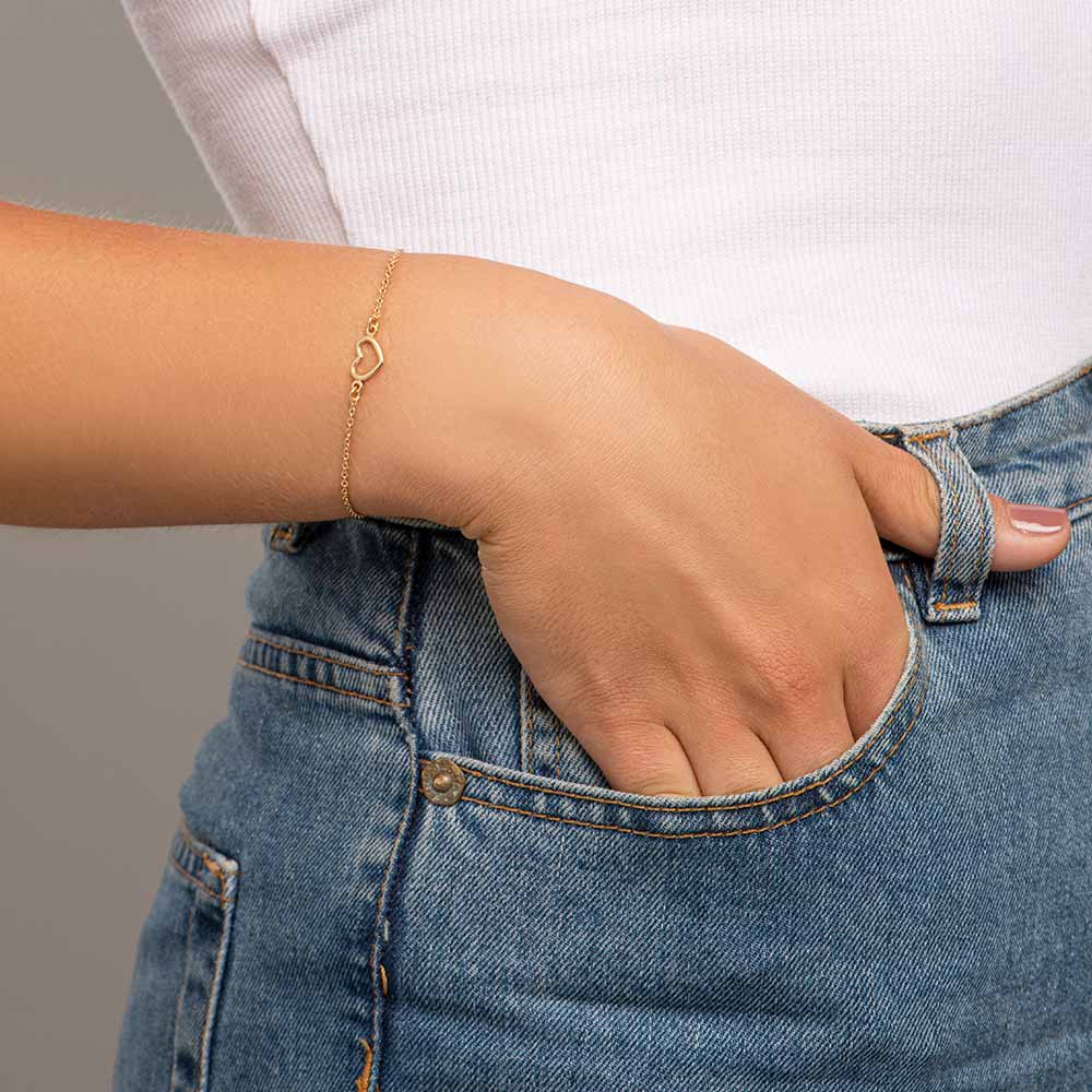 Pulseira Rommanel Amor Banhada a Ouro 18K 18cm ajustável 19cm  5516741900