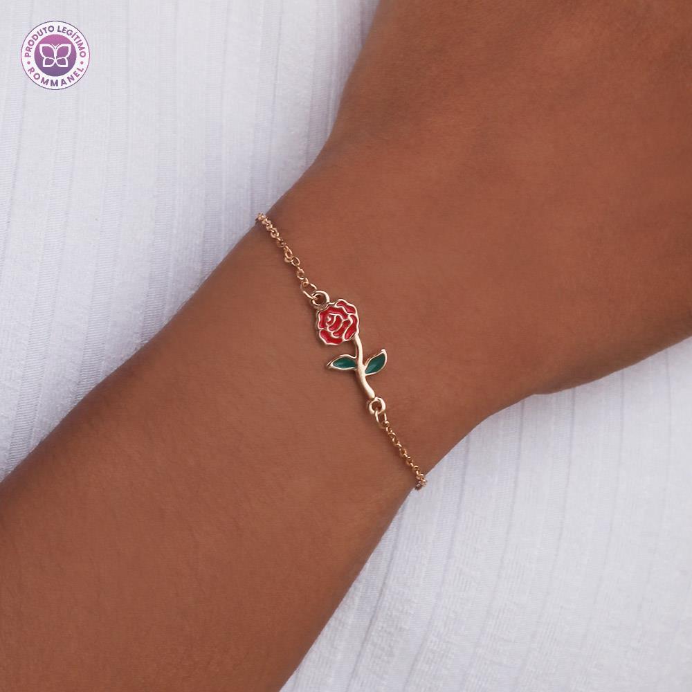 Pulseira Rommanel Rosa da Bela Banhada a Ouro 18K com Resina Colorida Tam Único 5521471614